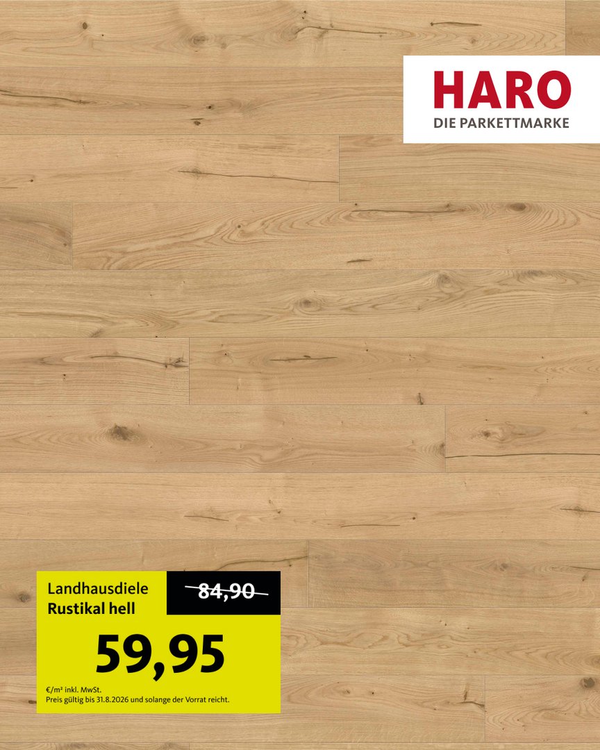 Landhausdiele 180 4V Eiche Hell Rustikal